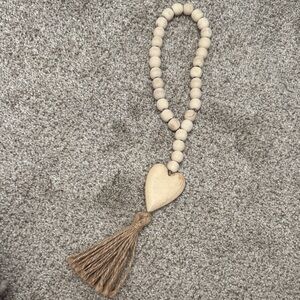 Natural Beaded Jute Heart Decor Strand